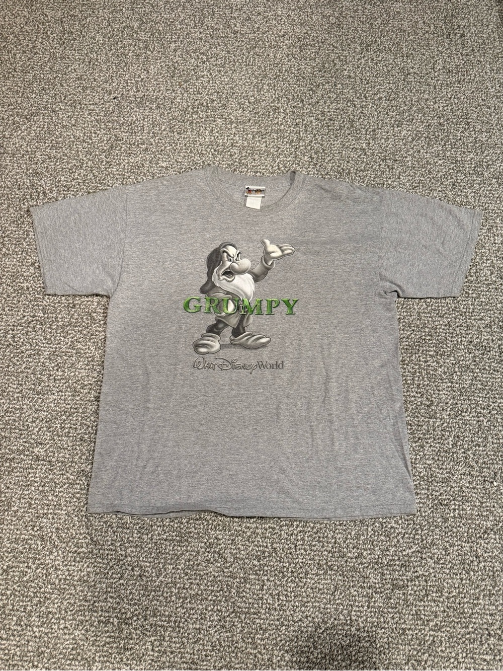 Vintage Walt Disney World Grumpy Seven Dwarves Snow White Gray Shirt